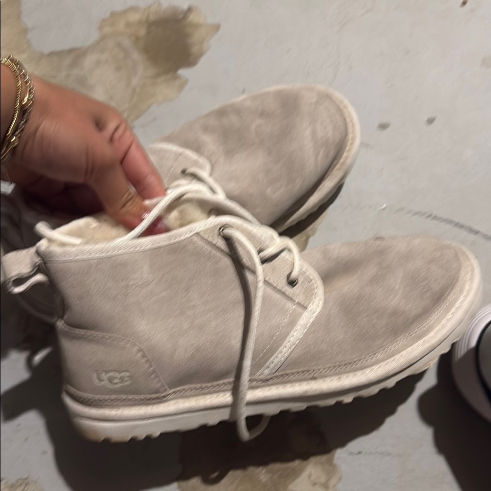 UGG Light Beige Suede Lace-Up Boots